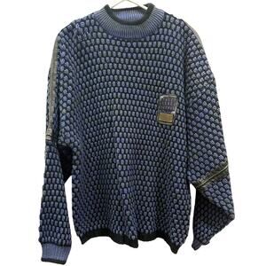 VTG 90s Street Scenes Licence to Drive Chunky Knit Leather Details Blue Purple